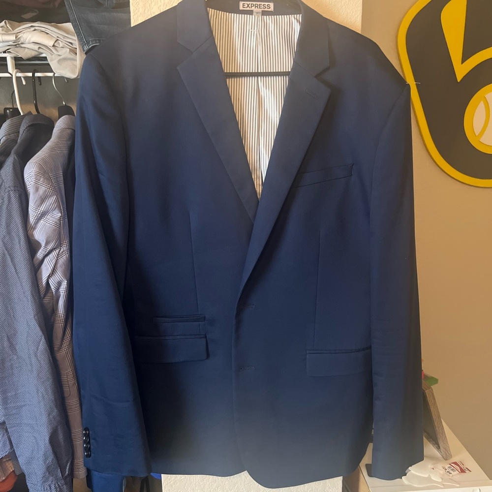 Navy Blue Express Slim fit Photographer suit coat 42R